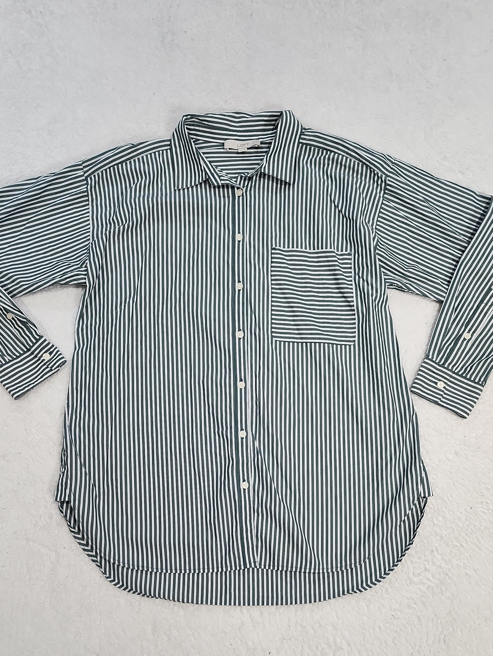 LOFT Oversized Striped Long Sleeve Button Down Shirt